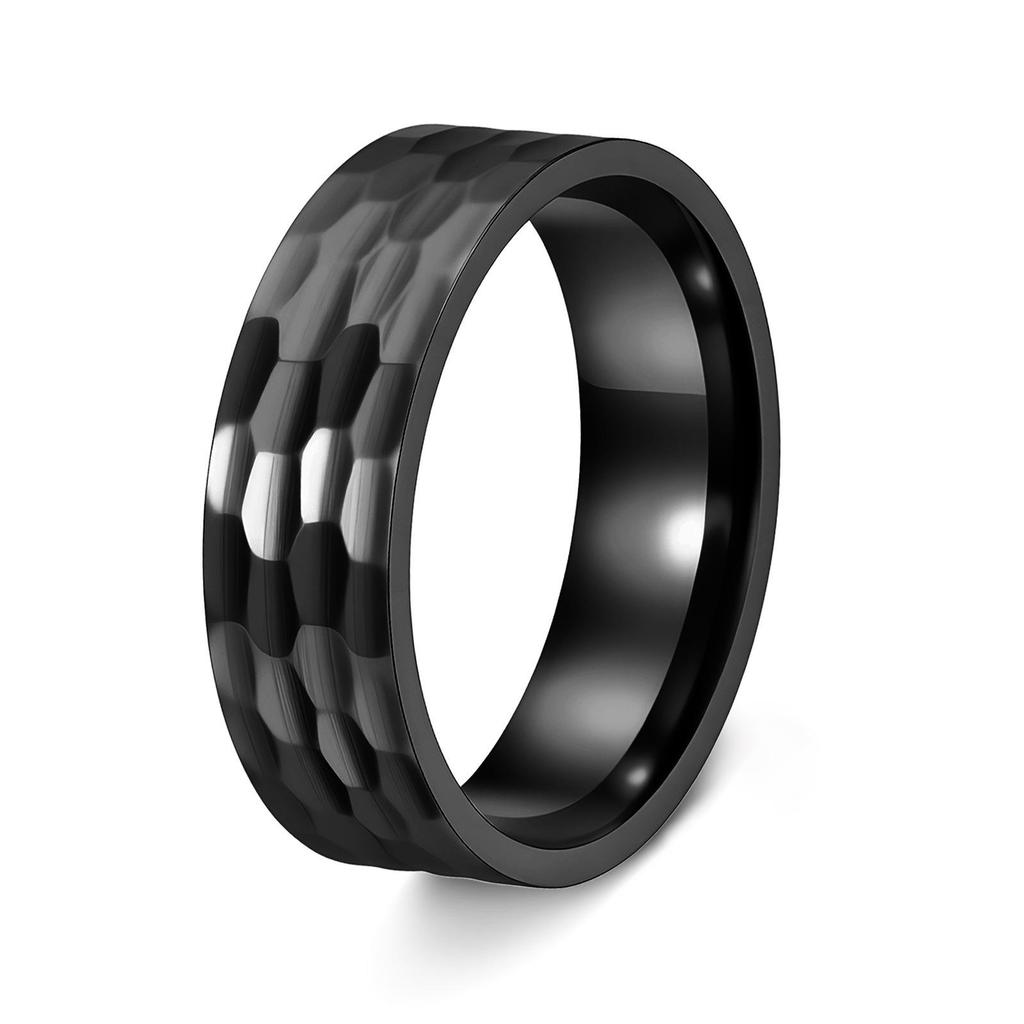 Cross-border Hot Sale Square Hammered Texture Ring Set: Simple Daily Commute & Outdoor Sports Finger Rings