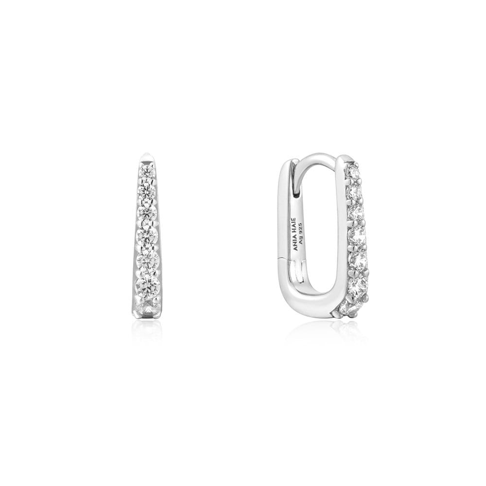 

[Worn by Ailee and Ham Eun-jung] Oval Pave 925 Silver Hoop Ring Earrings E059-10H