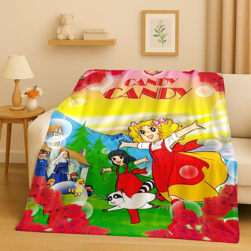 Coperta in Flanella Classica Cartoon Caramelle Dolce Ragazza, Coperta Morbida Calda in Peluche per Casa Camera da Letto Letto Divano Ufficio Bambino