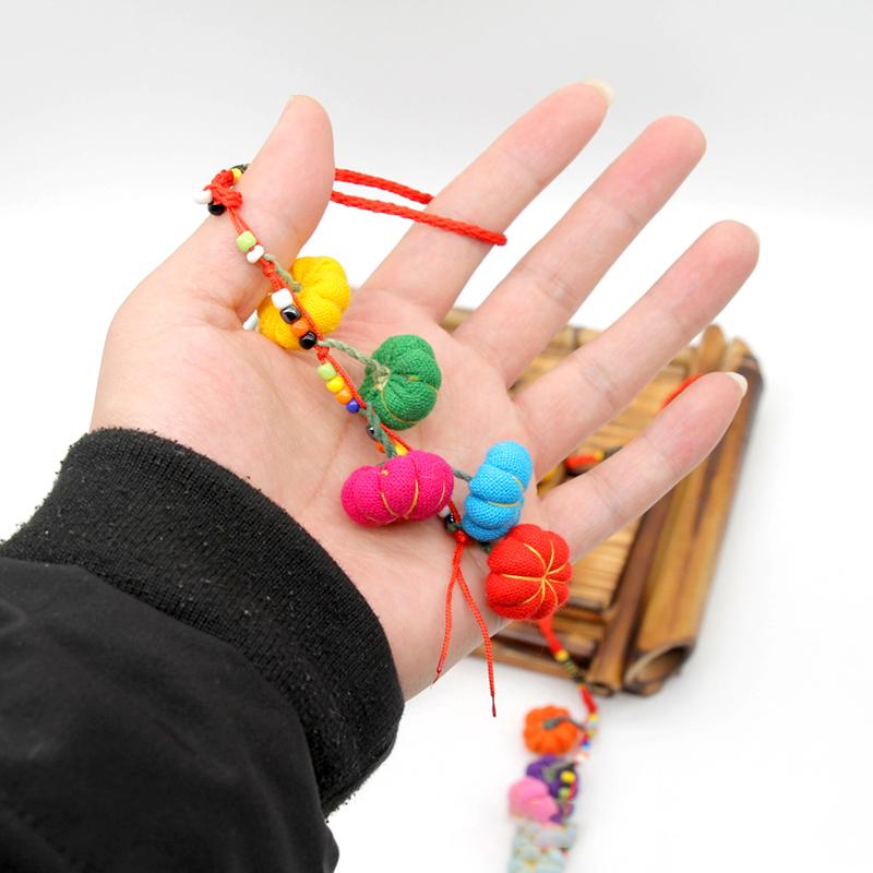 1Pc Keyring Colorful Pendant DIY Jewelry Boho Style Charms Pumpkin Shape Keychains Bag