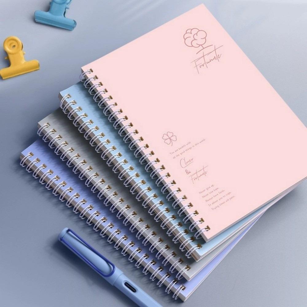 4Pcs Paper Spiral Notebook 60Sheets Loose Leaf Notebook Simple Coil Notebook  Art Style