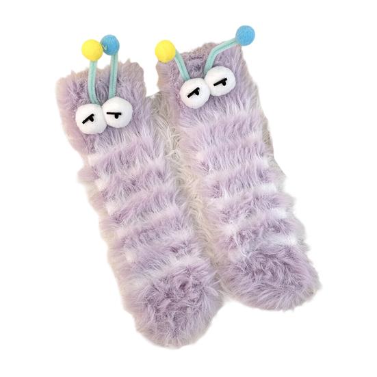 Funny Fuzzy Socks Cute Cartoon Fluffy Slipper Socks Women Men Warm Plush Crew Socks for Indoor Wear Sleep Holidays Birthdays Gift
