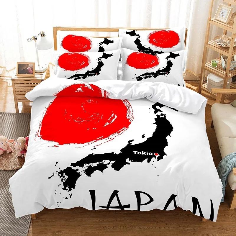 3D Oriental Ink Wash Painting Bedding Set, Bamboo Painting Print Duvet Cover with Pillowcases for Adults Teens