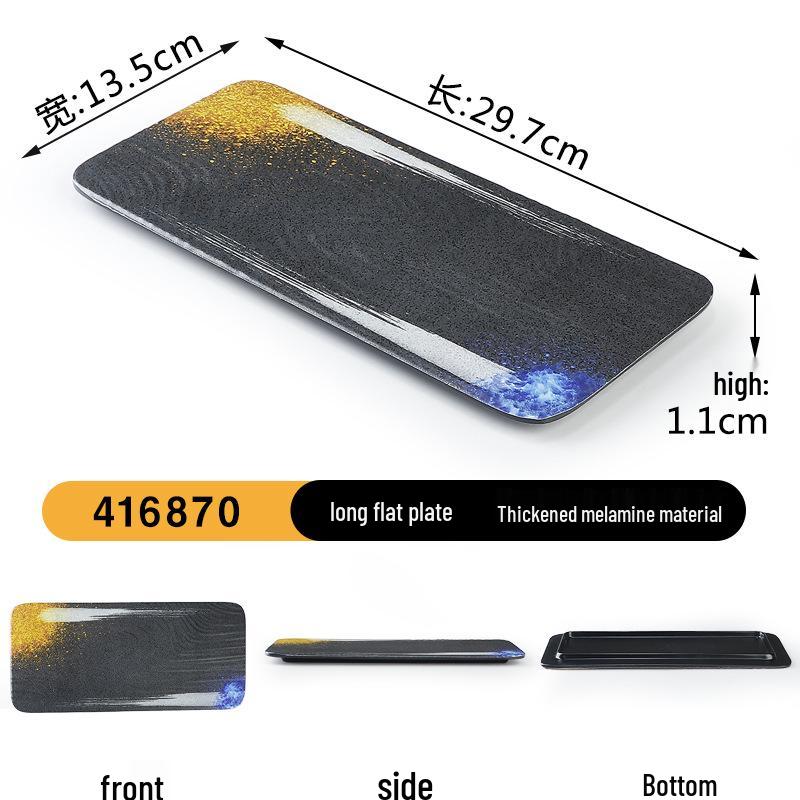Japanese Retro Melamine Rectangular Plate for Hot Pot, Sushi, Yakiniku, and Barbecue