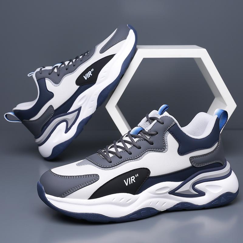 Men's Shoes Spring and Summer New Leather Mesh Casual Sports Shoes Versatile Breathable Soft Sole Non-slip Lightweight Running Shoes