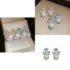 Elegant Floral Silver Plated Zircon Pearl Dangle Earrings For Women Home Party Wear