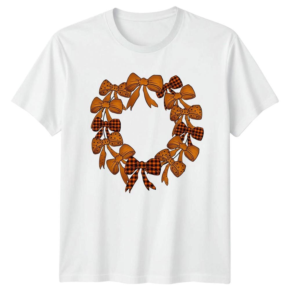 Fall Bow Wreath Coquette Style Unisexs TShirt Halloween Gift For Her S