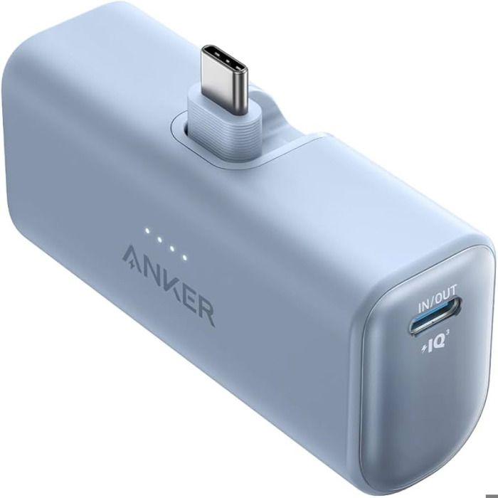 Power bank - anker - nano - 5200 mah - ricarica rapida - compatibile smartphone e tablet blu
