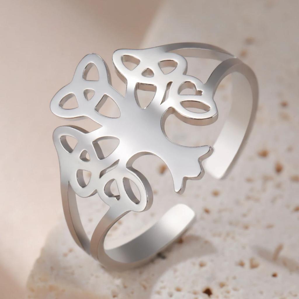 Likgreat Celtic Tree Of Life Open Ring For Women Girl Stainless Steel Adjustable Rings Irish Lucky Jewelry Anniversary Gift