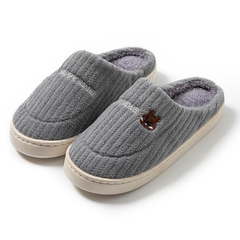 Pantoufles en coton automne et hiver couple pantoufles d'intérieur chaussures d'intérieur chaussures en coton chaud coton antidérapant traîne automne et hiver