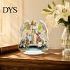 Spiritual Gift for Baptism Virgin And Angel Ornament, 2D Acrylic Religious Ornament with Catholic Statue Base, Table Centerpiece, Christian