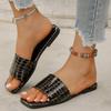 2024 New Slippers Leather Women Sandales Open Toe Flat Casual Slide Summer Outdoor 36-43