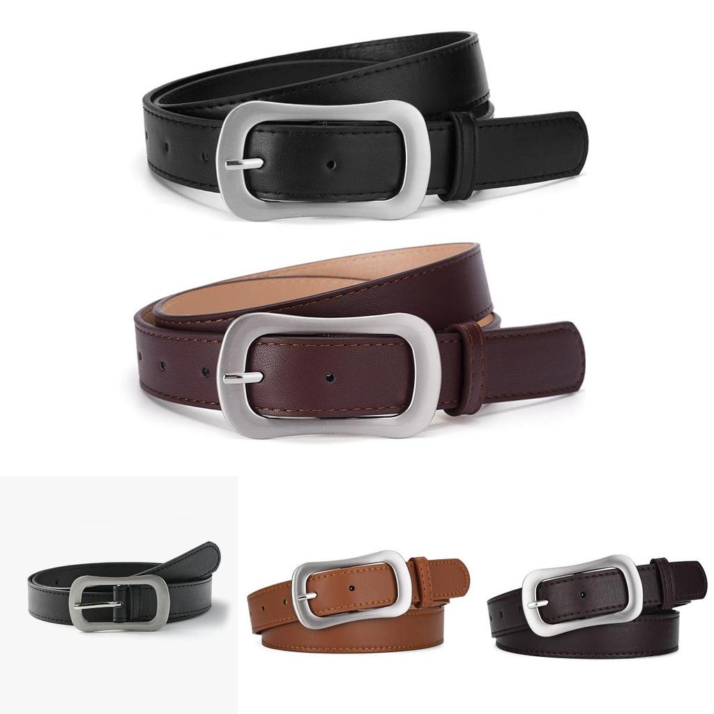 Retro Fashionable Black Pu Leather Belt For Women Featuring Stylish Buckle Japanese