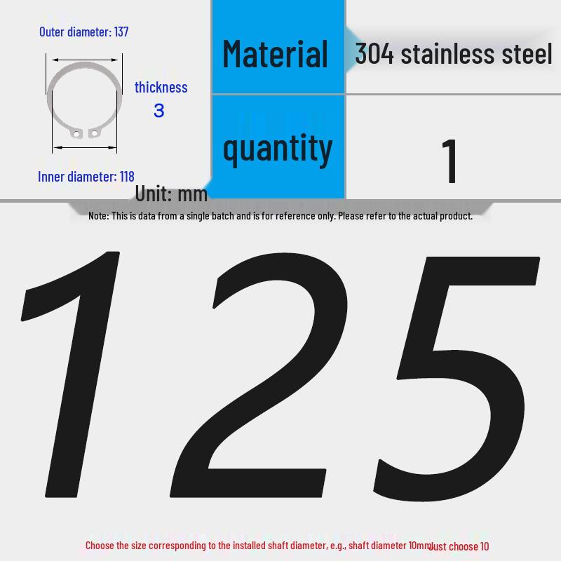 304 Stainless Steel Snap Ring for 3-200 Bearing