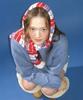 RONRON Handmade Heart Sleeve Point Pullover Knit Dusty Blue