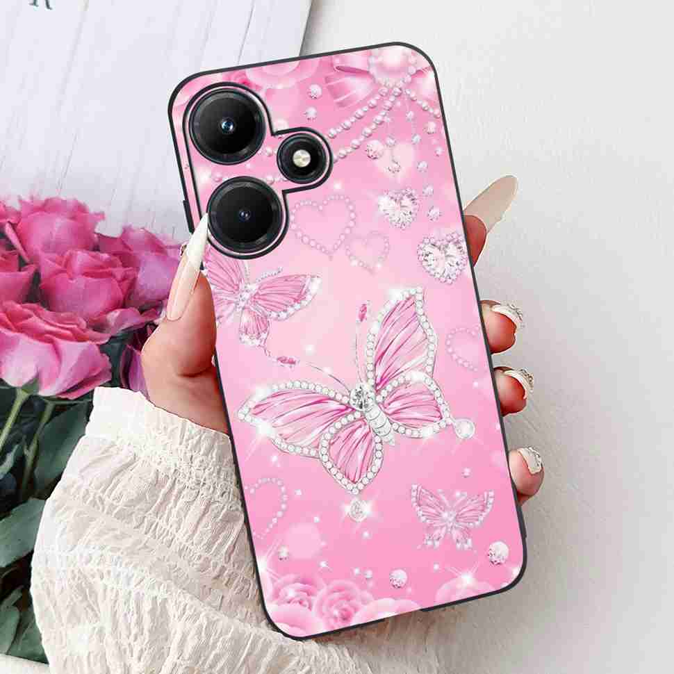 For Infinix Hot 30i 6.56" Case Tiger Luxury Flower Butterfly Silicone Soft Black Cover For Infinix Hot30i 30I X669C Phone Cases