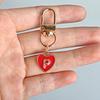 1PC Lobster Buckle Gift Metal Party 26 English Letters Keychain Marker Heart Shaped Red Love Keychain Design DIY Creativity