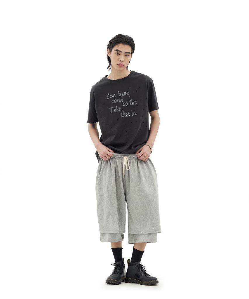 Depeugameoncheu Grunge Text Damaged T-Shirts [Charcoal]