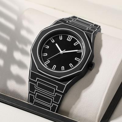Luxus Herrenuhr Klassische Anime-Linien Kreatives Design Quarz-Armbanduhr Einfaches Silikonarmband Sportliche Leichte Uhren