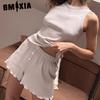GMXIA Spring and Summer Pajamas Set Solid Colour Comfortable Vest Shorts Casual Loungewear Two-piece Set