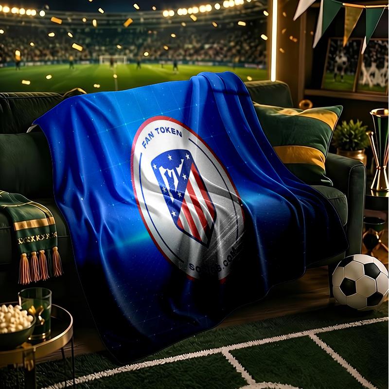 Coperta Atletico Madrid Stemma Coperte in Flanella Peluche per Divano Letto Regali per Uomini Donne Coperta da Viaggio Picnic Regali di Natale per Fan
