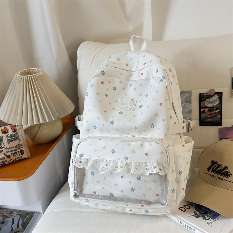 תרמיל נשים עם הדפס כוכבים, קיבולת גדולה, תיק בית ספר לתלמידים