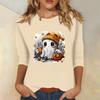 Women's Fashion Casual Three-quarter Sleeve Halloween Printed Round Neck Top