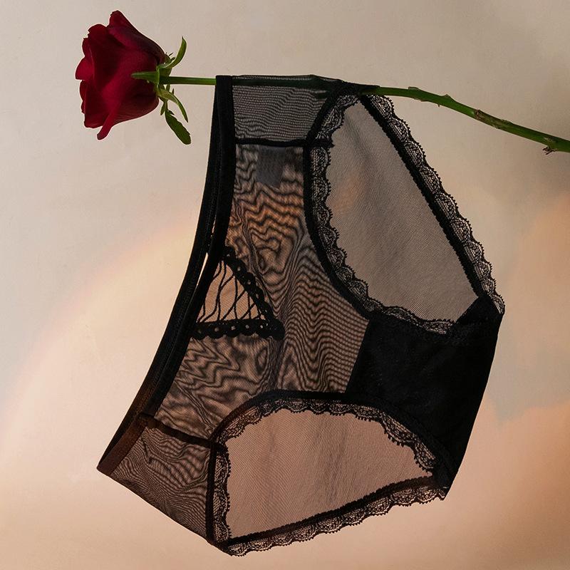 Summer Breathable Quick-Drying Seamless Women'S Briefs Low-Rise Girl Pure Desire Hollow Sexy Lace Panties Women