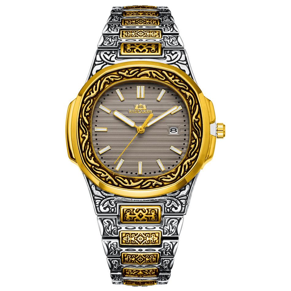 Paulareis Quartz Carved Parrot Calendar Glow Men's Watch QUARTZ WATCH