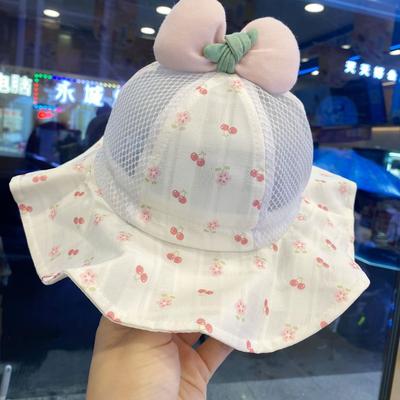 Children Sun Hat with Wide Brim Mesh Panels and Decorative Bow Adjustable Size for Toddler Boys and Girls Outdoor Protection