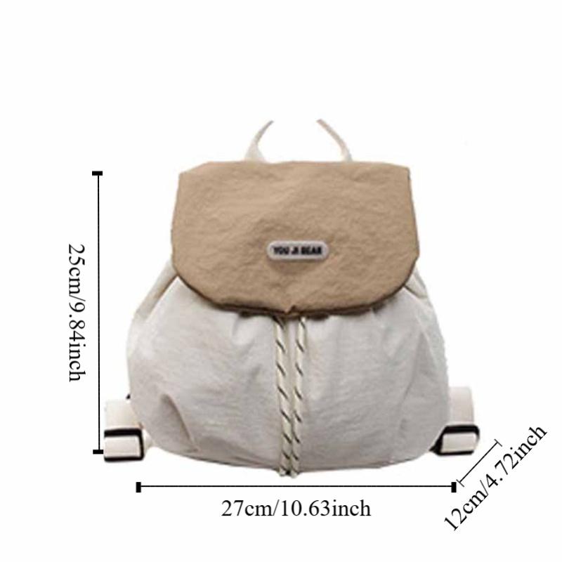 Nylon Students School Bag Solid Color Shoulder Bag Gift Drawstring Backpack Travel
