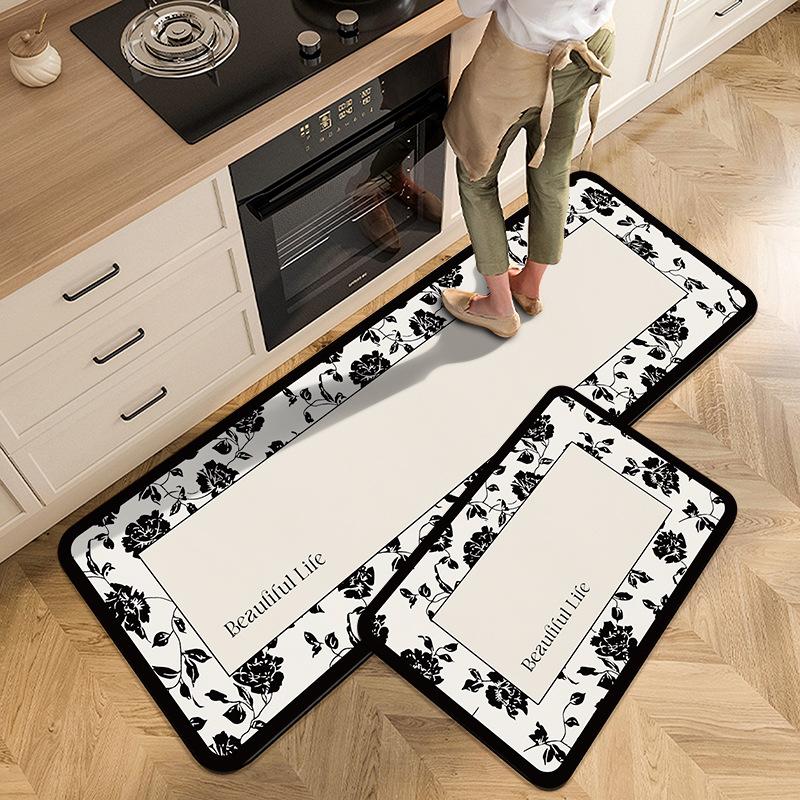 Vintage Floral Kitchen Carpet Mat Non-slip Rug Home Decoration Retro Pattern Anti-fatigue Floor Mats for Kitchen Bathroom Carpet