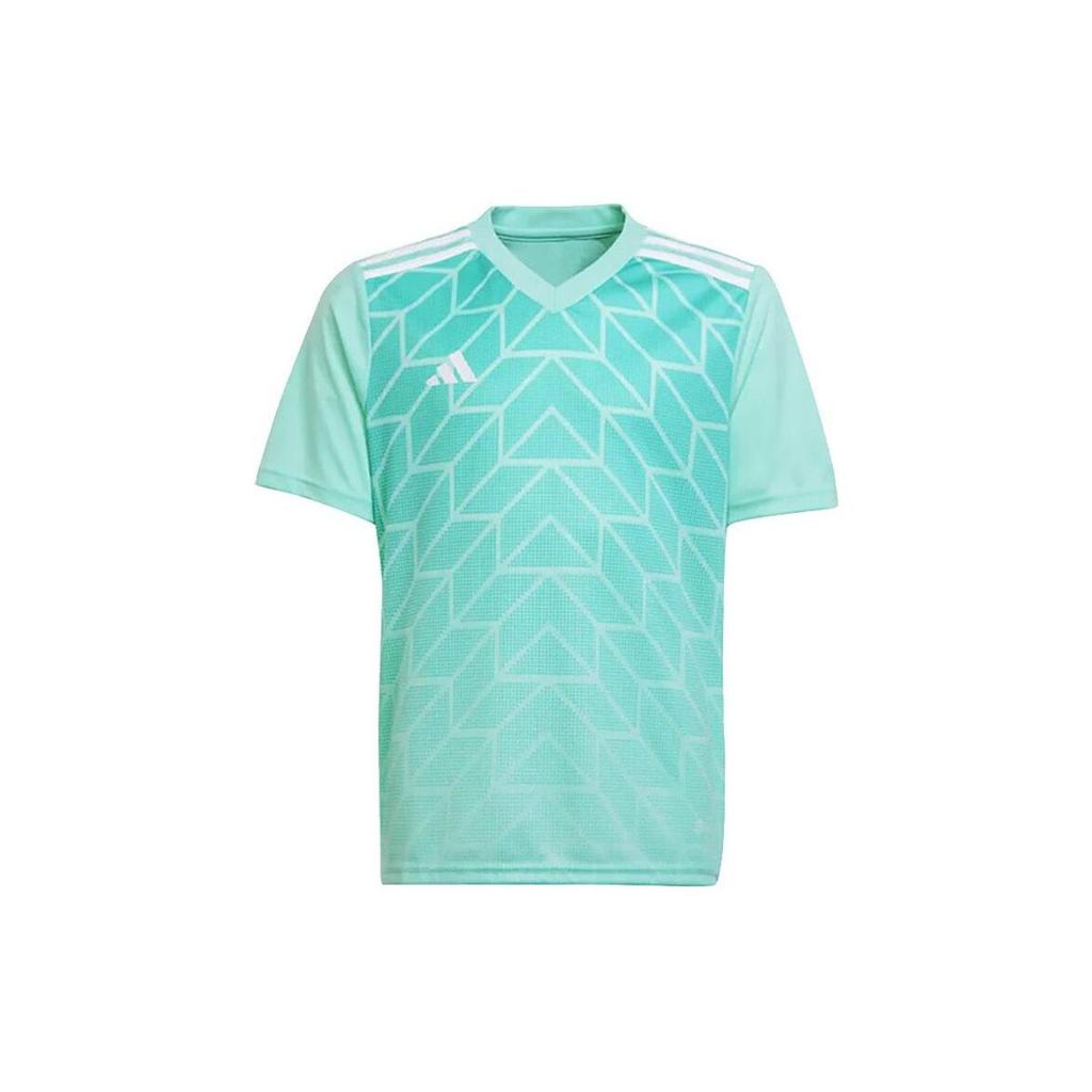 Adidas Team Icon 23 Geometric Pattern Print V-Neck Short Sleeve Soccer Jersey Men Tops Green IC1252
