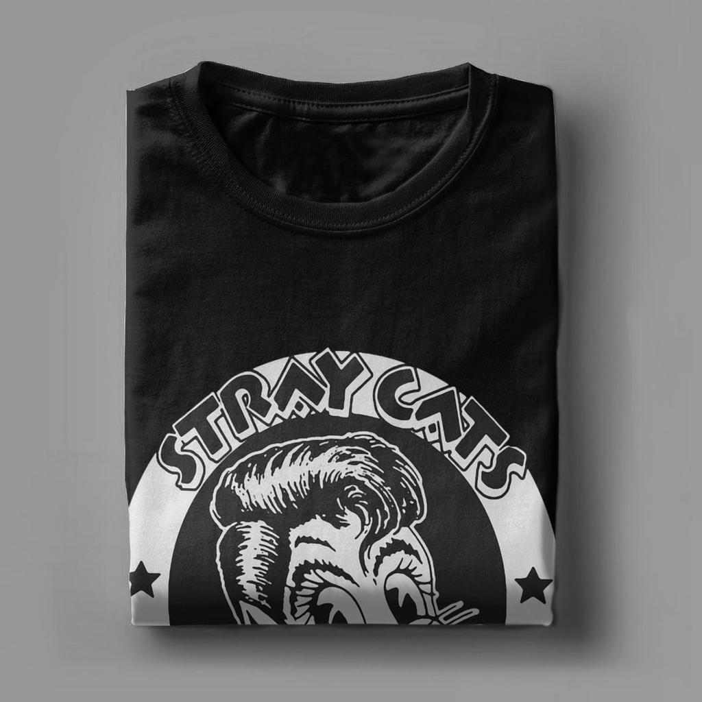 Awesome Stray Cats Band T-Shirt Men Crew Neck Pure Cotton T Shirts Short Sleeve Tee Shirt Summer Clothes