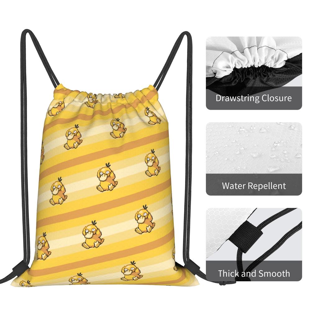 Custom P-Psyducks Drawstring Backpack Sports Gym Bag for Women Men Manga Shopping Sackpack