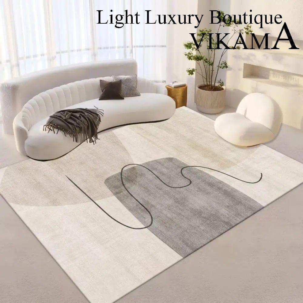 VIKAMA Crystal Pile Simple Geometric Rug Anti-slip and Quick-dry Large Living Room Carpet Sofa Tea Table Pad