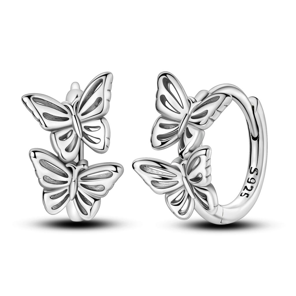 New Hoop Woman Earring Copper Pendientes Butterfly Flower Earring Fine Jewelry