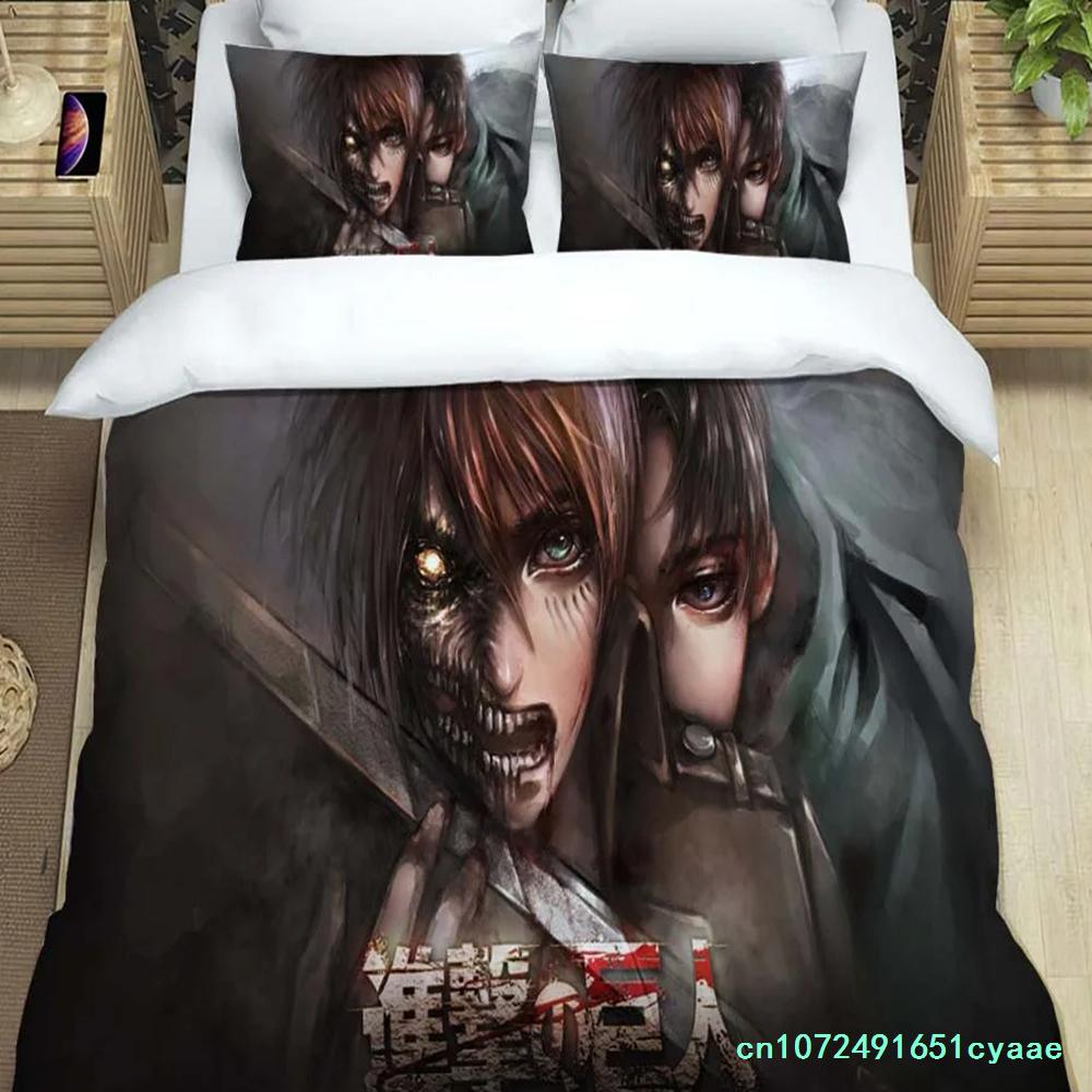 Attack On Titan Printed Polyester Bedding Bedding Set Quilt Cover Pillowcase Soft And Comfortable Customizable