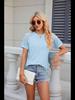 2024 Spring/Summer Women's Solid Color Lace-Trimmed Short-Sleeve T-Shirt
