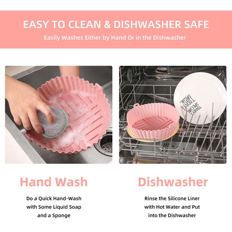 Air Fryer Silicone Baking Tray Mat Circular High-Temperature Resistant Foldable Food Grade Double Ear Baking Tray