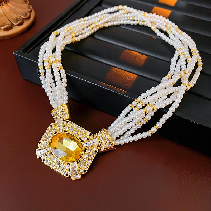 Vintage Retro Leichte Luxus Halskette für Damen - Europäisch und Amerikanisch Inspiriertes Statement-Stück