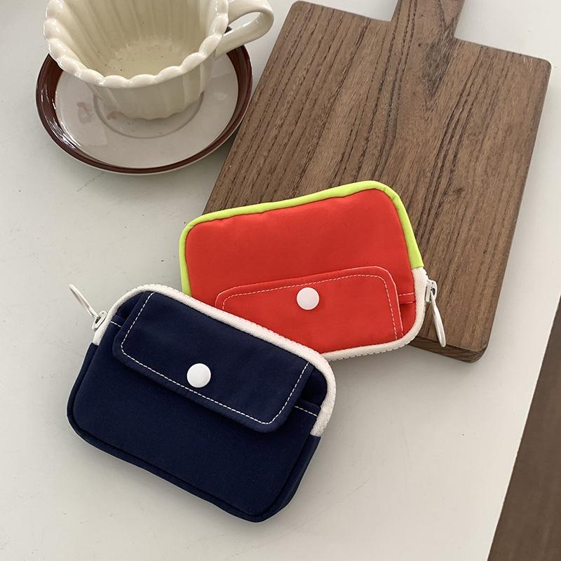Portable Coin Purse New Solid Mini Cash Wallet Lightweight Canvas Headphone Bag Women Key Pouch Travel Card Holder