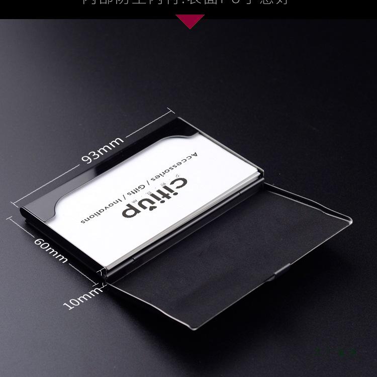 Men's Portable Black Titanium Steel Business Card Holder with Free Custom Logo Engraving