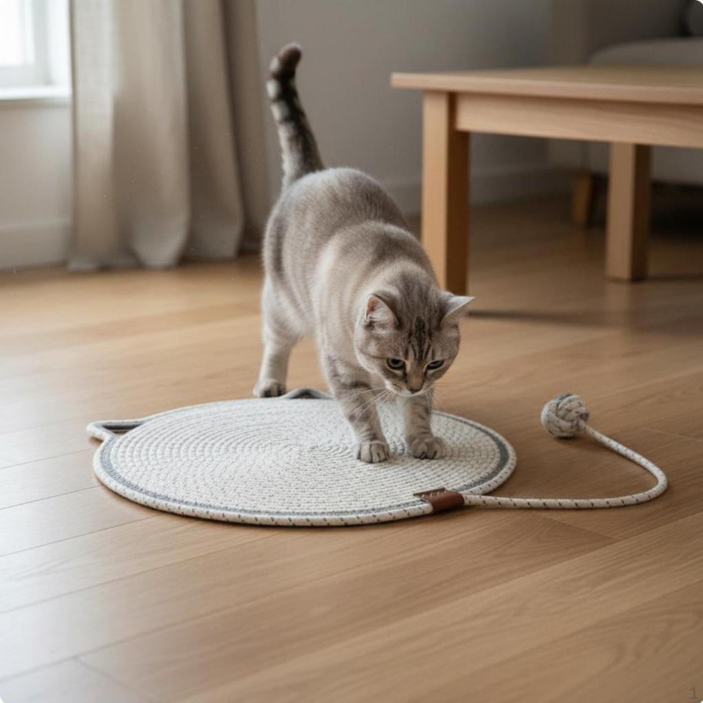 Round Cat Scratch Mat LowShed Scratching Pad for Indoor Cats, Kittens Pink 35CM