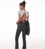 European American Crop Tops: Short Sleeve, Navel-Baring, for Yoga & Running with Pocket & Chest Pads
