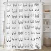 Black Shower Curtain 180x 210cm, Modern Fun Graffiti Line Washable Bathroom Decoration Textile Shower Curtain