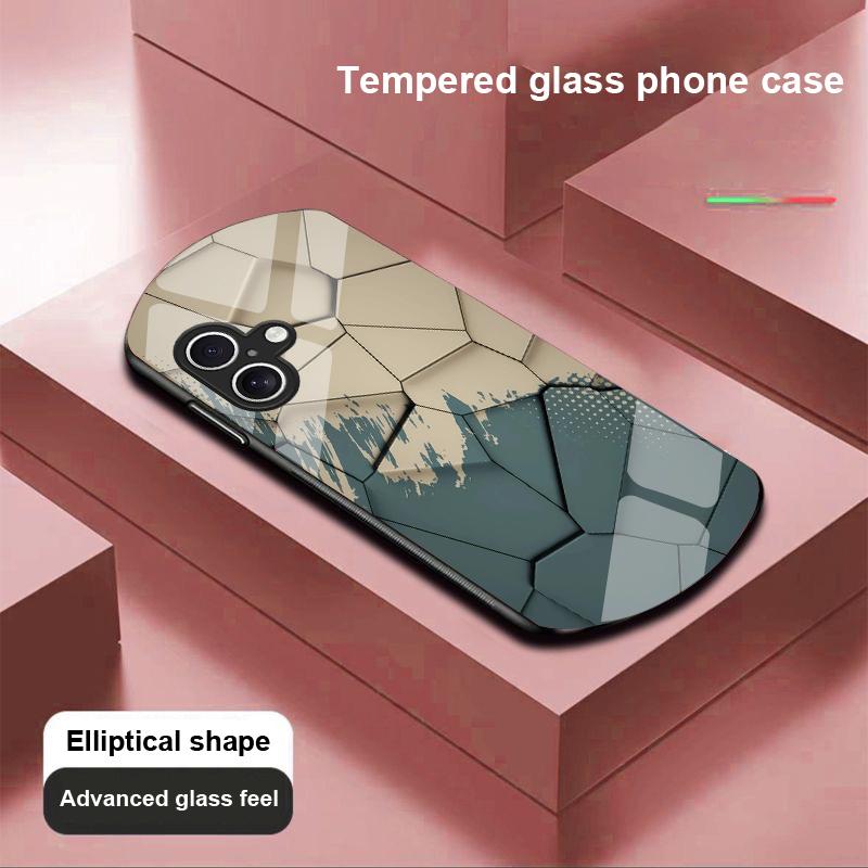 Geometryczny Wzór Dla Apple IPhone 16 11 13 15 14 Pro Max 12 Mini 7 8 Plus XR X XS Etui na Telefon z Hartowanego Szkła o Eliptycznym Kształcie