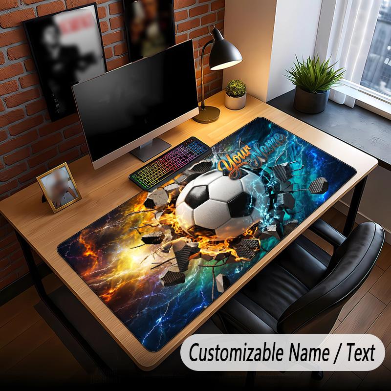 Soccer Theme Custom Mouse Pad Personalized With Name Text Customized Desk Mat For Office Home Decor
