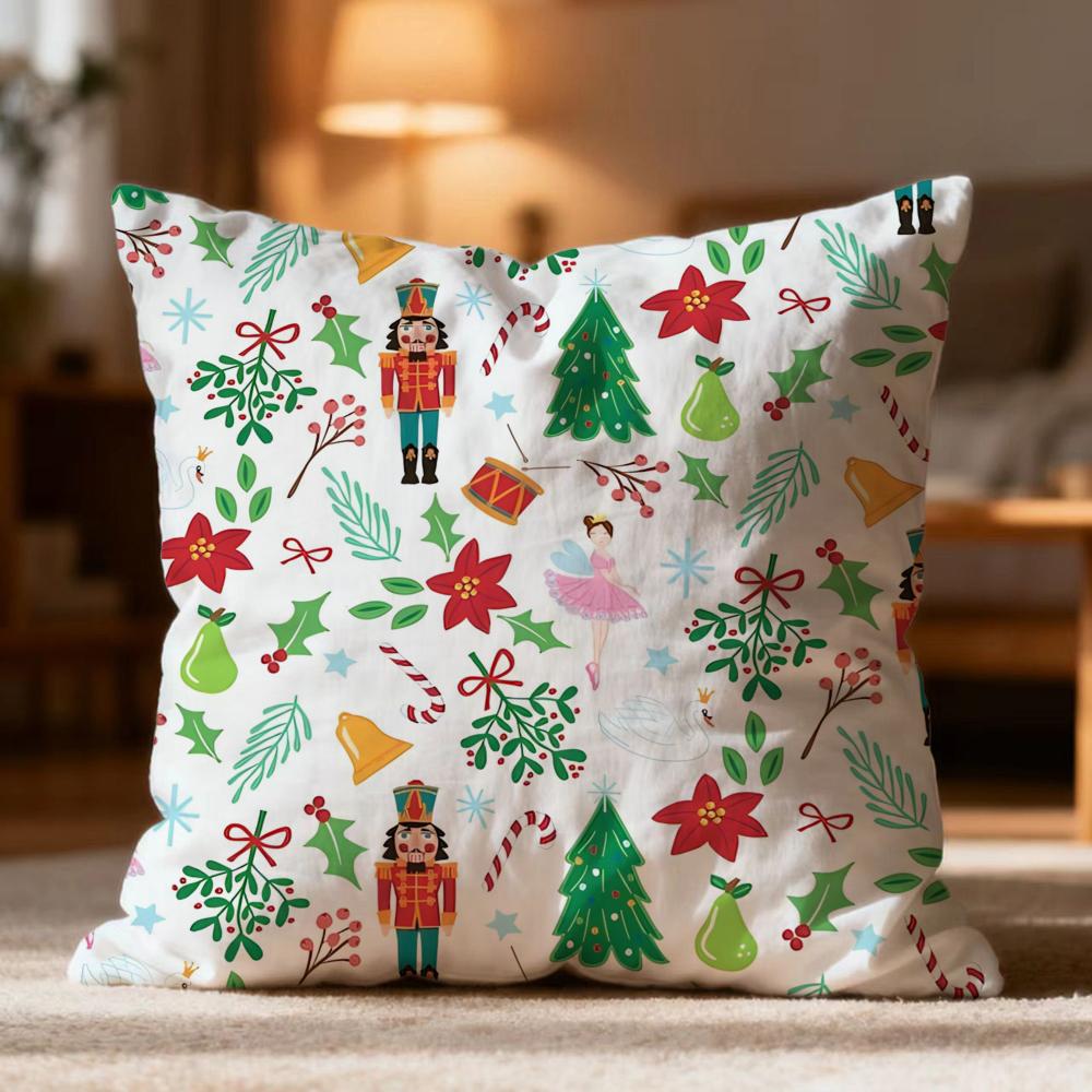 Popular Nutcracker Cushion Cover Soft Washable Pillow Case Multi-Scene for Couch Bed Travel Office Use