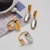 Korea Personality Geometric Ellipse Gold Color Matching Stainless Steel Dangle Earrings for Women Rings Jewelry Does Not Fade
